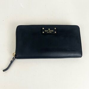 Kate Spade Black Leather Large Jeanne Continental Wallet
